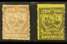 CIRCULAR DELIVERY COMPANY LOCAL STAMPS EDINBURGH & LEITH 1867 ¼d Red-brown & ¼d Black On... - Other & Unclassified