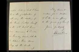 BENJAMIN DISRAELI 1851 (Oct 2nd) Private Letter On Watermarked Paper (written At Hugenden Manor). Interesting... - Sonstige & Ohne Zuordnung