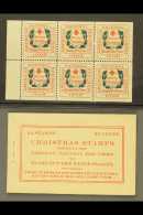 CHRISTMAS SEALS 1908 Type II Label Issued By American National Red Cross, Perf.12, BOOKLET PANE OF 6 With Original... - Autres & Non Classés