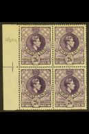 1938-54 2s6d Violet, Perf.13½x14, BLOCK OF 4 With Guide Line In Margin At Left, SG 36a, Never Hinged Mint.... - Swasiland (...-1967)