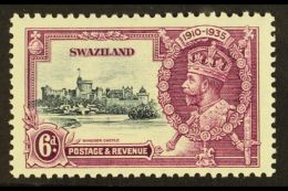 1935 6d Slate And Purple Silver Jubilee, Variety "Short Extra Flagstaff", SG 24b, Superb NHM. For More Images,... - Swasiland (...-1967)