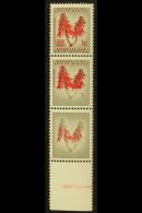 RSA VARIETY 1963-7 1c Red & Olive-grey, Type II, Wmk RSA, Vertical Strip Of 3 With RED ALMOST OMITTED From... - Unclassified