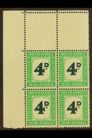 POSTAGE DUES 1950-8 4d Deep Myrtle-green & Emerald, CRUDE RETOUCH VARIETY In Corner Block Of 4, SG D42a, Never... - Zonder Classificatie