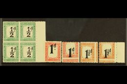 POSTAGE DUE VARIETIES 1922 Roulettes, ½d In A Block Of 4 With Value Touching Frame, 1d With Misplaced Value... - Zonder Classificatie