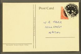 KING'S HEAD BISECT C.1920s 1d King's Head, Bisected (½d) And Tied To Postcard By Intaglio "MARIANNHILL... - Unclassified