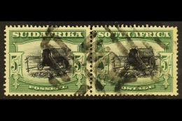 1927-30 5s Black & Green, Group III Perf.14x13½ Up, SG 38a, Used Horizontal Pair Wit "WDK" Parcel... - Non Classés