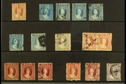 NATAL 1859-65 SMALL CHALON COLLECTION On A Stock Card. Includes 1859-60 (no Wmk, Perf 14) 1d (SG 9) And 3d X4 (SG... - Unclassified