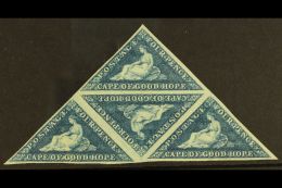 CAPE OF GOOD HOPE 4d Blue, SG 19a, Superb Mint Og "triangular" Block Of 4. Bright And Attractive Piece With Full... - Non Classés