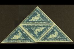 CAPE OF GOOD HOPE 4d Blue, SG 19a, Superb Mint Og "triangular" Block Of 4. Bright And Attractive Piece With Full... - Sin Clasificación