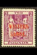 1945-53 £2 Bright Purple Overprint On Postal Fiscal, SG 212, Fine Never Hinged Mint, Fresh. For More Images,... - Samoa (Staat)