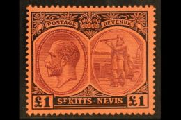 1920-2 £1 Purple & Black On Red, SG 36, Fine Mint. For More Images, Please Visit... - St.Kitts-et-Nevis ( 1983-...)