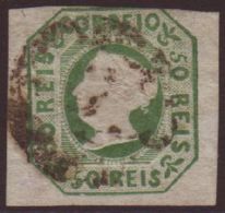 1853 50r Yellow-green, SG 6, Afinsa 3, Used, Three Large Margins Just Touching At Top, Fresh Colour, Cat... - Otros & Sin Clasificación