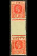 1925 1d Rose- Carmine Vertical Gutter Pair With DIE I + DIE II Stamps , SG 16c, Very Lightly Hinged Mint, Folded... - Nigeria (...-1960)