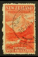 1902-07 5s Deep Red "Mt Cook" On Thin Hard Cowan Paper, Perf 14, SG 329, Fine Used With Neat Cds Cancellations.... - Otros & Sin Clasificación