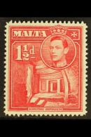 1938 1½d Scarlet, Variety "Broken Cross", SG 220a, Very Fine Well Centered Mint. For More Images, Please... - Malta (...-1964)