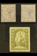 1885-90 1s Both Shades (SG 28/29), Plus 1899 2s6d (SG 34), Fine Mint. (3 Stamps) For More Images, Please Visit... - Malte (...-1964)