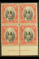 KEDAH 1937 $5 Black And Scarlet, Sultan, SG 68, Superb Never Hinged Mint Inscription Block Of 4. Lovely Piece. For... - Andere & Zonder Classificatie