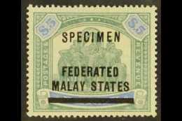 FEDERATED MALAY STATES 1900 $5 Green & Ultramarine, Perak Issue, Additionally Overprinted "SPECIMEN" SG 13s,... - Andere & Zonder Classificatie