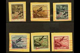 1930 Air Complete Set (Michel 108/13, SG 110/15), Very Fine Used All On Pieces Tied By Red Boxed "I. Postflug /... - Other & Unclassified