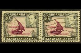 1950 50c Purple And Black, Horizontal Pair, One With Dot Removed, SG 144eb, Neatly Cancelled, Surface Scuff To... - Vide