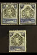 1938-54 30c Black And Blue, The Three Listed Perfs, SG 141/141b, Fine Mint. (3) For More Images, Please Visit... - Vide