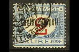 CONSTANTINOPLE POSTAGE DUE 1922 2L Blue And Carmine, Sassone 5 (SG D104), Very Fine Used, Signed Sorani, E. Diena... - Autres & Non Classés
