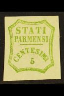 PARMA 1859 5c Yellow Green, 2nd Printing, Provisional Govt, Sass 13, Super Mint Og. A Wonderful Stamp With Huge... - Non Classés