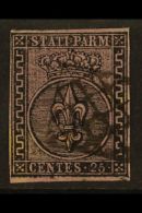 PARMA 1852 25c Black On Violet, Variety Large Right Hand Greek Border, "Greca Larga", Sass 4a, Very Fine Used With... - Non Classificati