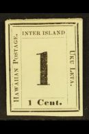 1864 1c Black On Laid Paper, Sc 23, Very Fine Mint, Tiny Shallow Thin Spot. For More Images, Please Visit... - Hawai