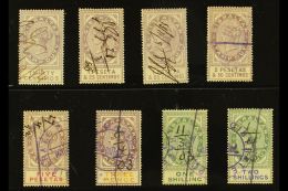 REVENUE STAMPS STAMP DUTY 1894 30c, 1p25, 1p85, 2p50 And 5p (Barefoot 1/2 & 4/6); Plus 1898 3d, 1s And 2s... - Gibilterra