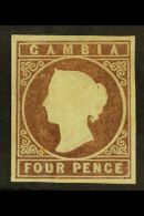 1869 4d Pale Brown No Wmk, SG 2, Mint Part OG With 4 Good Neat Margins. For More Images, Please Visit... - Gambia (...-1964)