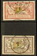 MOROCCO 1902-3 1p On 1fr Red And Olive And 2p On 2fr Violet And Yellow, Yv 16/17, Very Fine And Fresh Used With... - Autres & Non Classés
