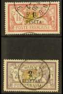 MOROCCO 1902-3 1p On 1fr Red And Olive And 2p On 2fr Violet And Yellow, Yv 16/17, Very Fine And Fresh Used With... - Other & Unclassified