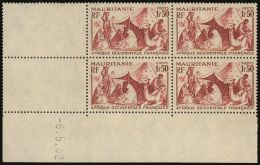 MAURITANIA 1942 1fr 50 Brown Red Bedouin Camp, Yv 112A, Superb NHM Dated Corner Block Of 4 (lightly Hinged On... - Andere & Zonder Classificatie