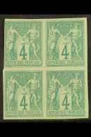 GENERAL COLONIES 1877-79 4c Green, Imperf Block Of 4, Yv 25, Three Stamps With Clear Margins, One Just Touched,... - Other & Unclassified