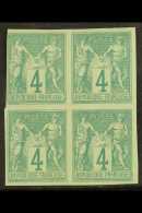 GENERAL COLONIES 1877-79 4c Green, Imperf Block Of 4, Yv 25, Three Stamps With Clear Margins, One Just Touched,... - Otros & Sin Clasificación