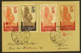 GABON 1919 10c Stationery Envelope With Red Cross 5c Surcharge, Uprated With 20c And Two 10c +5c Red Cross... - Andere & Zonder Classificatie