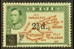 1941 2½d On 2d Brown And Green (as SG 267) With The Black Square Obliterating "2d" Partially Double,... - Fidji (...-1970)