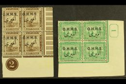 OFFICIALS 1914-14 1m Sepia & 2m Control Blocks Of 4, SG O83/4, Very Fine Mint, Both Hinged On One Stamp In The... - Other & Unclassified
