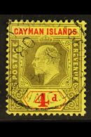 1907-09 4d Black & Red On Yellow, SG 29, Superb Used With Fully Dated "Georgetown" Cds Cancel, Very Fresh. For... - Caimán (Islas)