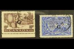 OFFICIALS 1950-51 10c And $1 Fisherman With "G" Overprint, SG O191/O192, Very Fine Used. (2 Stamps) For More... - Andere & Zonder Classificatie