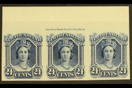 1865 24c Blue Plate Proof On Card, Imprint Strip Of 3, Uni 31Pi, Very Fine And Fresh. For More Images, Please... - Other & Unclassified
