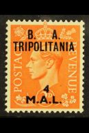 TRIPOLITANIA 1950 4l On 2d Orange, Variety "Misaligned Surch", SG T17a, Very Fine Mint. Scarce. For More Images,... - Italienisch Ost-Afrika