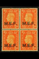 MIDDLE EAST FORCES 1942 2d Orange, SG M2, Very Fine Mint Block Of Four Including Sliced "M" Variety, SG M2a, The... - Italienisch Ost-Afrika
