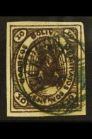1867-68 10c Black-brown Condor (Scott 4, SG 7b), Fine Used With Circular "Corocora" Postmark, Four Large Margins,... - Bolivia