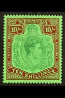 1938-53 10s Green & Deep Lake On Pale Emerald KGVI Key Plate Perf 14 Chalky Paper, SG 119, Very Fine Mint,... - Bermudas