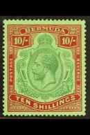 1924 10s Green And Red / Pale Emerald With BREAK IN LINES BELOW LEFT SCROLL, SG 92e, Very Fine Mint. For More... - Bermuda