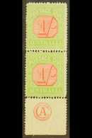 POSTAGE DUES 1913 1s Scarlet And Yellow Green, SG D85, Superb Never Hinged Mint Vertical Pair With Bottom Margin... - Andere & Zonder Classificatie