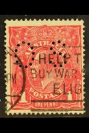 OFFICIAL 1914-21 1d Carmine-red Die II Perforated "OS" With SUBSTITUTED CLICHE Variety, As SG O39h, Fine Used,... - Other & Unclassified