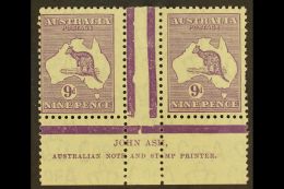 1932 9d Violet Roo (SG 133), ASH IMPRINT PAIR, Plate 4 - First State, BW 29zb, Mint (stamps Never Hinged), Couple... - Otros & Sin Clasificación